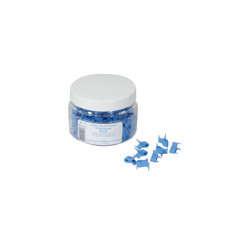 BOITE DE 100 CLIPS DE MAINTIEN PLASTIQUE BLEU